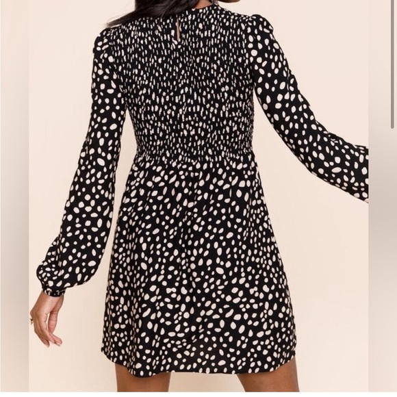 Mi Ami Julieann Smocked Abstract Dot Mini Dress Size S - Picture 2 of 8